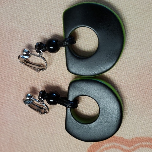 Vintage Earrings Wood Earrings Rope Earrings Beaded Earrings Dangle Earrings - Picture 3 of 10